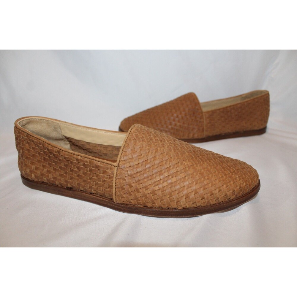 NISOLO MEN'S ALEJANDRO WOVEN LEATHER SLIP ON SHOES TOBACCO BROWN 8.5 NIB $190